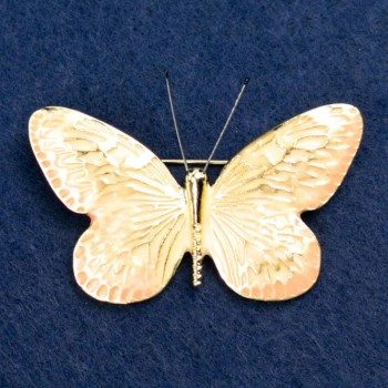 Brooch "Butterfly" peach enamel, gold-tone metal 55x39mm