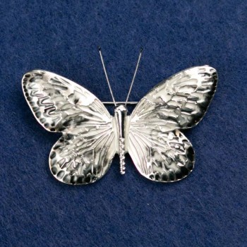 Brooch "Butterfly" gray and black enamel, silver-toned metal 55x39mm