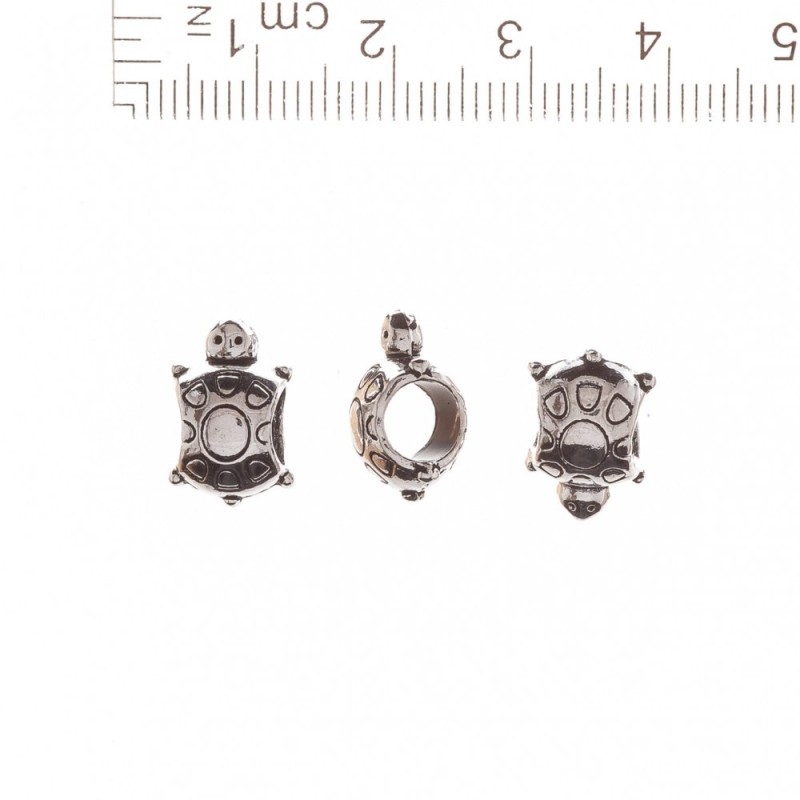 Pandora Turtle Bead Findings, 13x9mm, 5mm Hole, 20g Pack (+/-12 pcs)