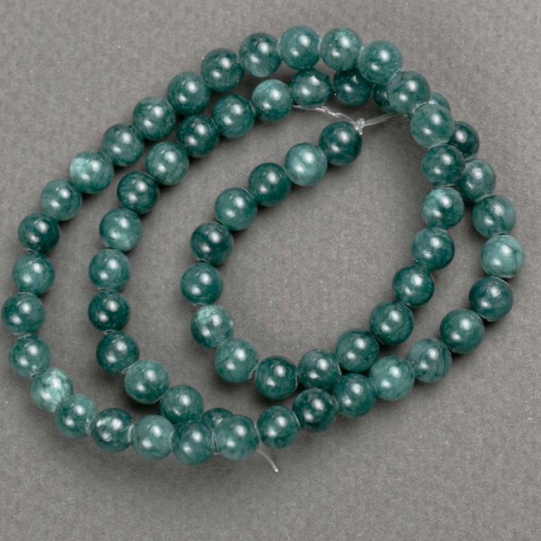 Beads on Thread Verdigris-Tinted Quartz (plastic acrylic) single bead, smooth ball, diameter 6.5 mm, length 40 cm