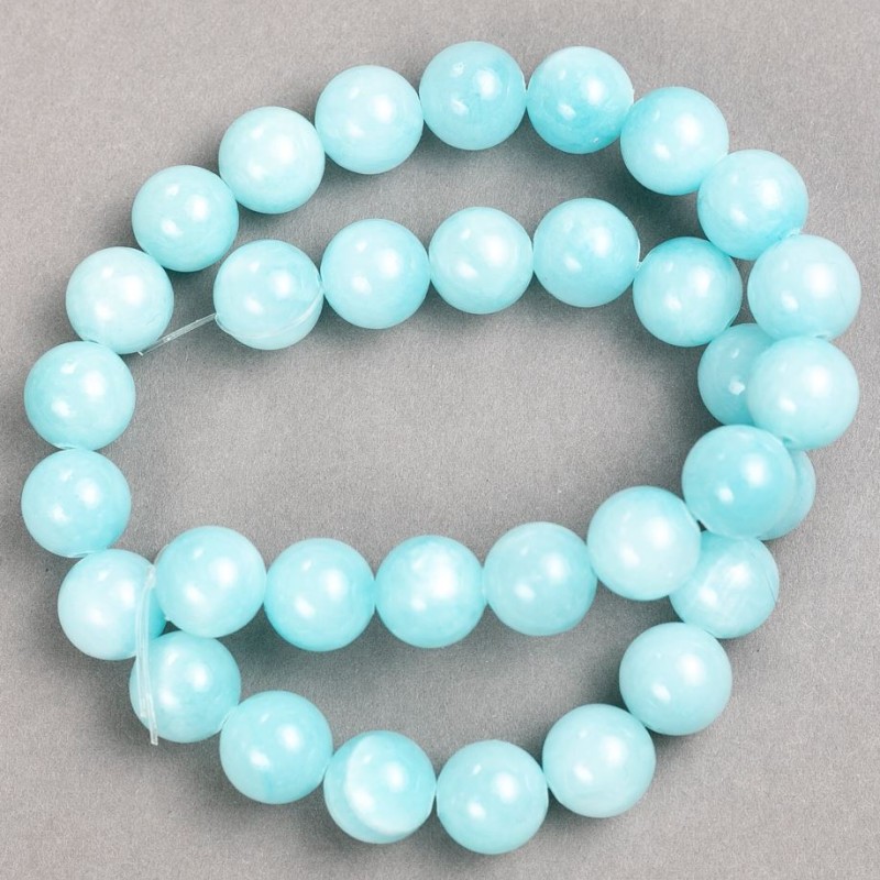 Aquamarine Beads on Thread (Plastic/Acrylic) Smooth Round Bead, diameter 12.5 mm ±, length 40 cm ±