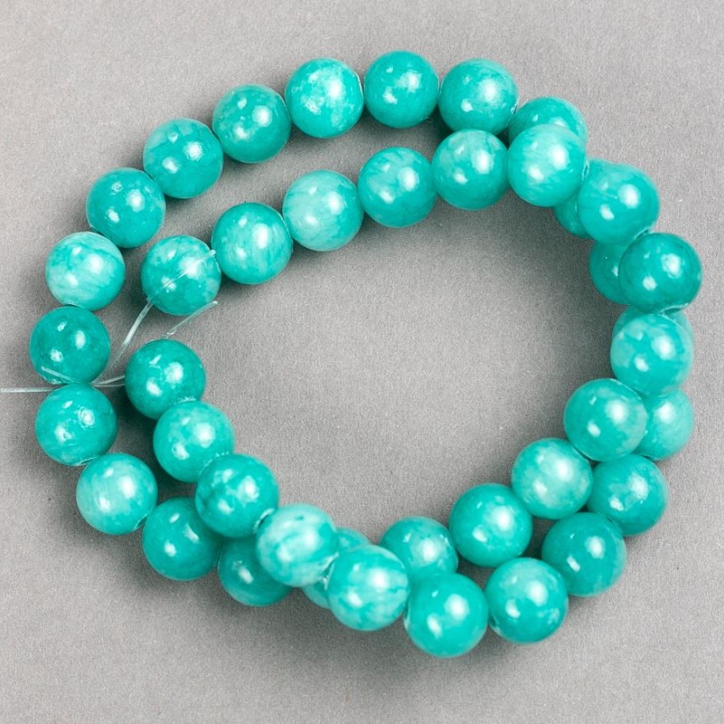 Amazonite Beads on Thread (Synthetic Acrylic) Smooth Round Bead, diameter 10.5 mm±, length 40 cm±