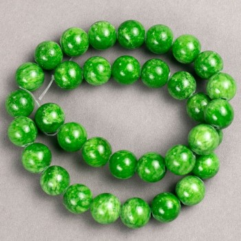 Acrylic Chrysoprase Beads (single) on a thread, smooth round beads, diameter 12.5 mm±, length 40 cm