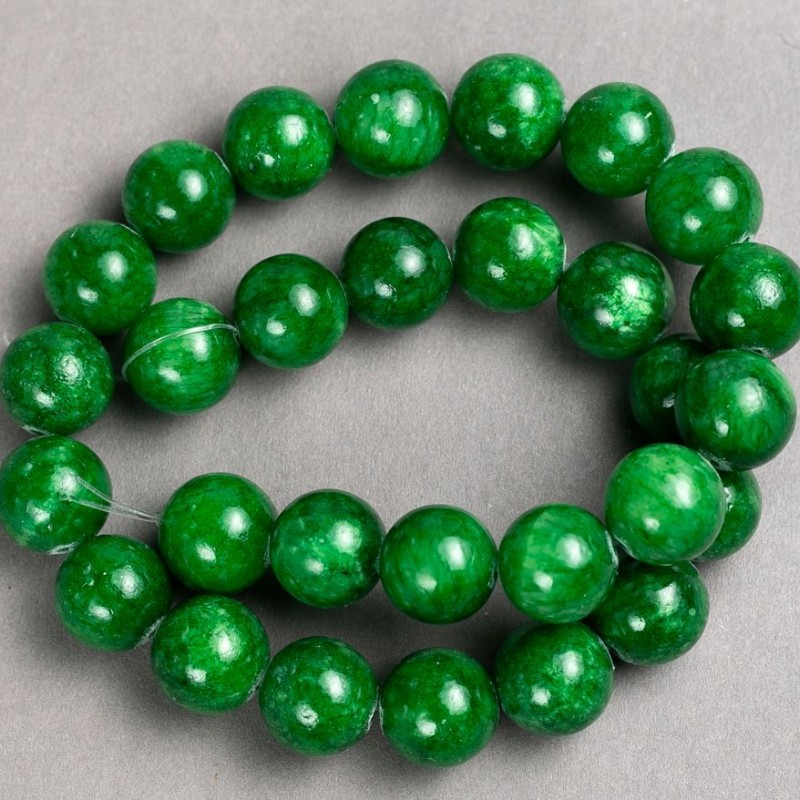 Turquoise imitation beads (acrylic) on thread smooth bead, diameter 14 mm±, length 40 cm ±