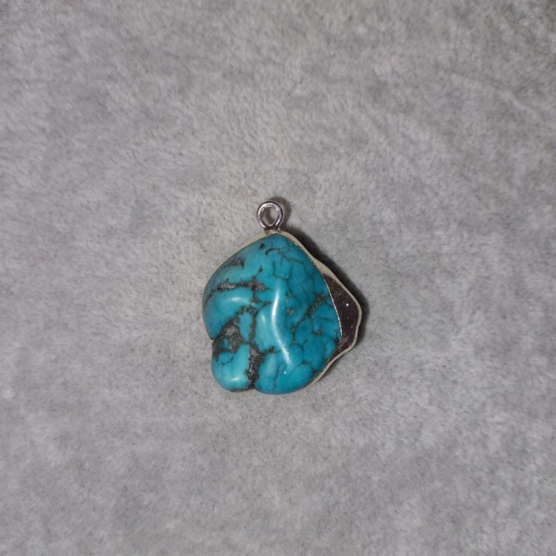 Turquoise Pendant (loose) in Silver Setting 36x20mm +