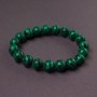 Bracelet with Malachite, smooth beads, elastic, 10mm diameter, 18 cm length