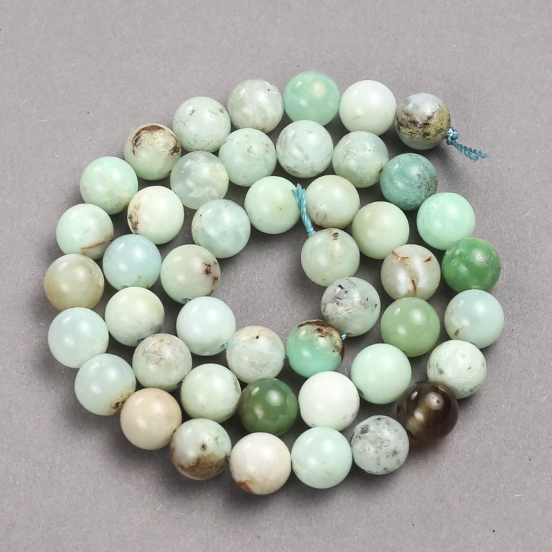 Chrysoprase Beads on Thread, Smooth Round 8mm, 39cm Length