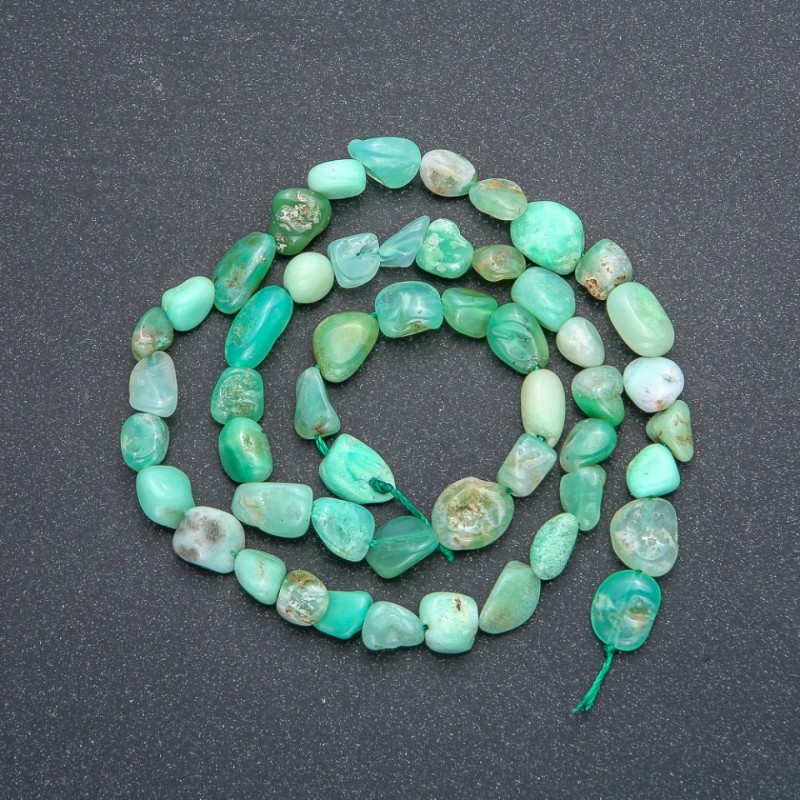 Chrysoprase Beads on Thread, Cabochon-cut, 6x7mm, 41cm Length +