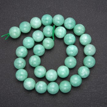 Beads made of natural Burmese jadeite, smooth round beads, diameter 12 mm (+-), length 38 cm