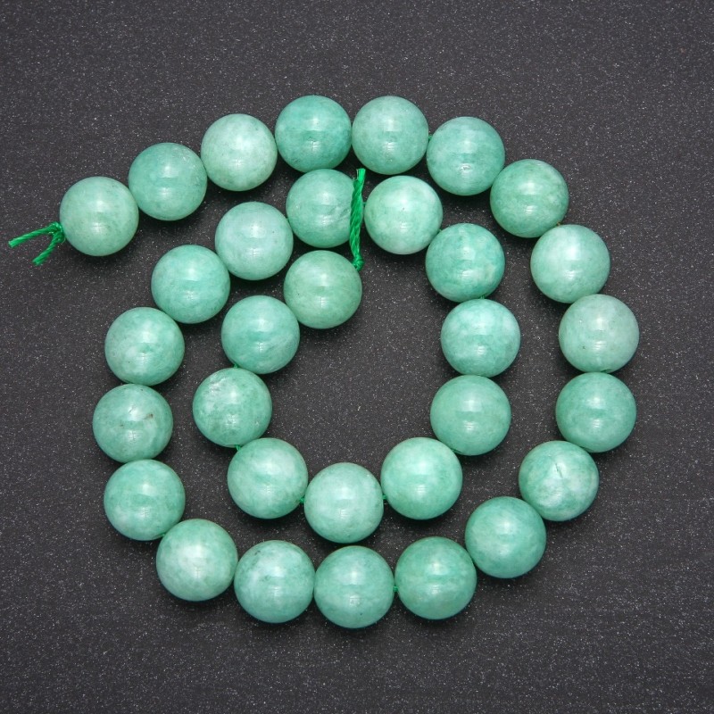 Beads made of natural Burmese jadeite, smooth round beads, diameter 12 mm (+-), length 38 cm