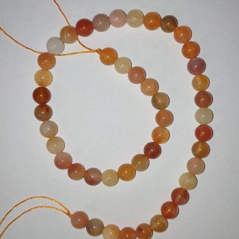 Agate Beads on Thread - Natural Stone, Smooth Round 9mm, 39cm Length