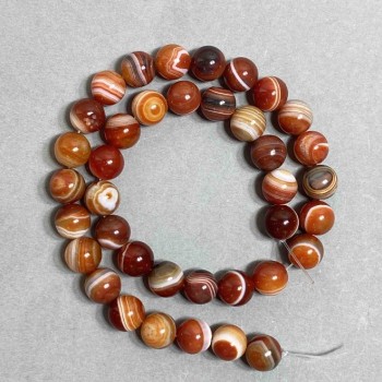 Agate Beads on Thread, Natural Stone, Smooth Round Bead, 10 mm diameter, 40 cm length