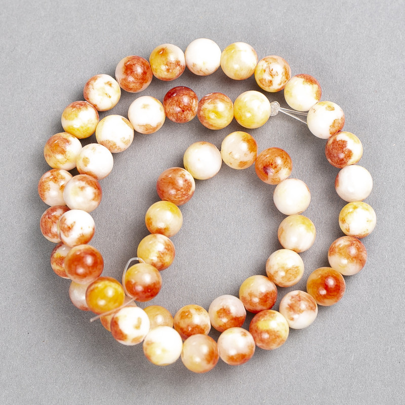 White-Bronze Coral Beads "Carnelian" (artificial acrylic) on fishing line smooth bead, diameter 8mm±, length 40cm ±