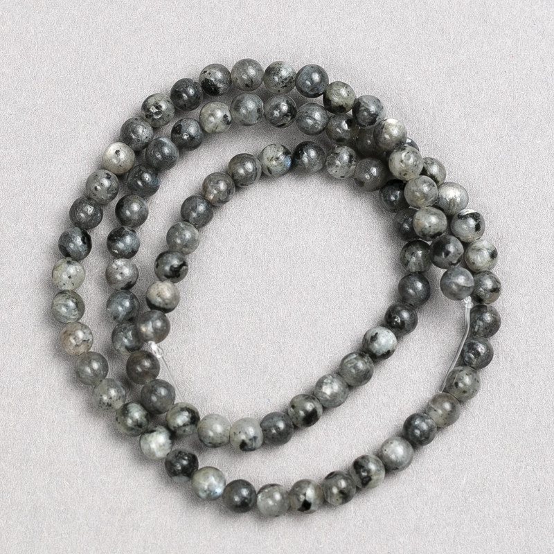 Larvikite Beads natural stone smooth sphere, diameter 4.5mm ±, length 38cm ± on thread