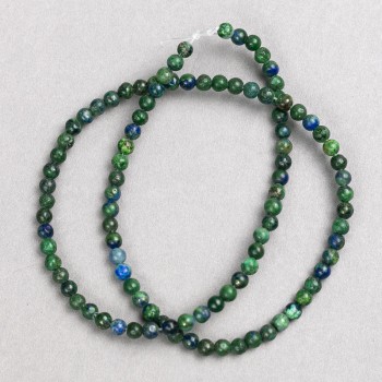 Azurite Stone Beads on Thread, Smooth Round 4mm Diameter, 38cm+ Length