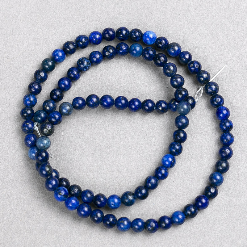 Lapis Lazuli Beads on Thread, Smooth Round 4mm, 38cm+ length