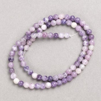 Lepidolite Beads on Thread – Smooth Round Bead, 4.5 mm diameter, length 38 cm