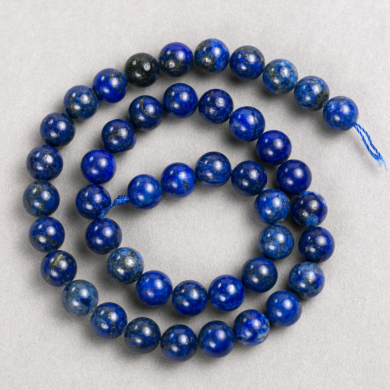 Lapis Lazuli Beads on Thread, Smooth Round Bead, 8mm Diameter, 38cm+ Length