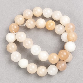Selenite Beads on Thread Smooth Ball, 12mm ± diameter, 38cm ± length