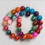 Agate Beads on a Thread Multicolor, Smooth Round Bead, 10mm ±, Length 37cm ±