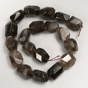 Beads on Thread Smoky Topaz, faceted natural nuggets, diameter 15×20mm, length 39cm