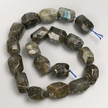 Clearance! Labradorite Faceted Beads on Thread Natural Stone Beads, 15x20mm, length 39cm