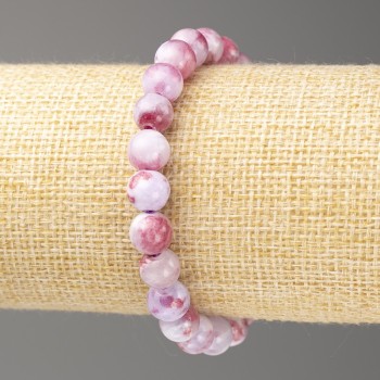  Bracelet dark pink-purple amethyst (individual acrylic) smooth bead, diameter 8mm +-, length 18cm+- stretch