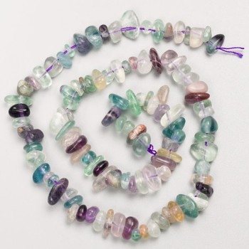 Beads on a Thread of Natural Stone Fluorite Tumbled 8×4mm, length 40cm