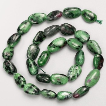 Zoisite Beads on Thread, Tumbled, 15x9mm, length 41 cm