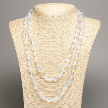 Long Opalite Bead Necklace (synthetic) Faceted, diameter 5×8-10mm, length 110cm+