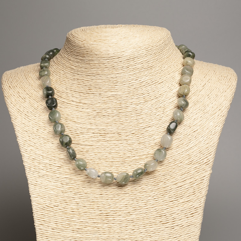 Seraphinite Beads Faceted, 5×8-10 mm, Length 50 cm