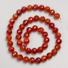Carnelian Stone Faceted Round Beads on Thread, 8mm diameter, 38cm+ length
