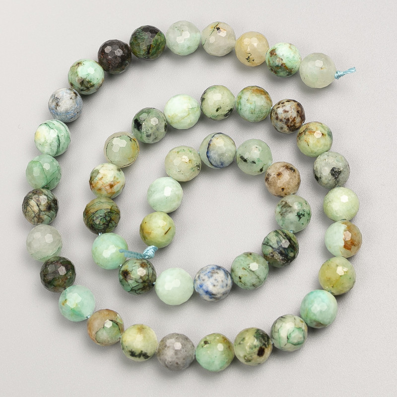 Chrysocolla and Lazurite Beads, Faceted Round Beads on Thread, 8mm diameter, 38cm+ length