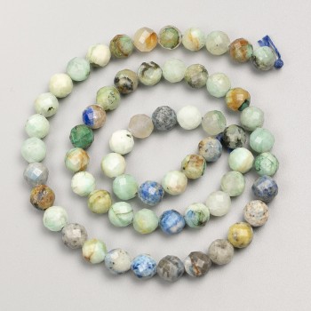 Chrysocolla and Lazurite Beads, Faceted Round Beads on Thread, 6 mm diameter, 38 cm+ length