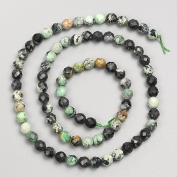 Chrysocolla Beads, Faceted Stone on Thread, 5 mm Diameter, 38 cm+ Length