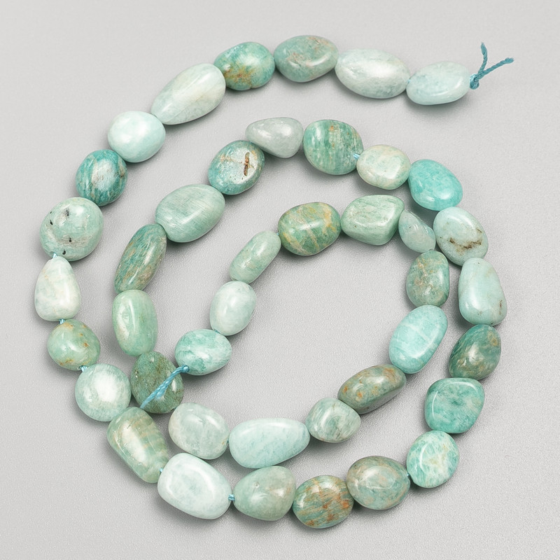 Beads Amazonite with Larimar tumbled on a thread, diameter 10-12×8mm±, length 40cm±