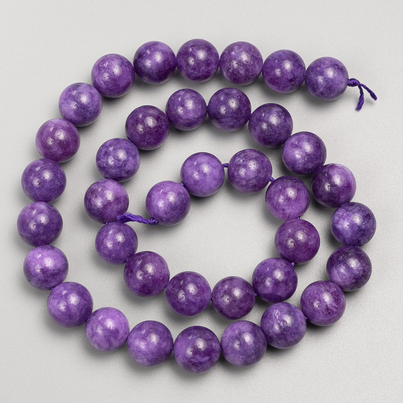 Sugilite Stone Beads Smooth Ball on String, 10mm ± Diameter, 38cm ± Length