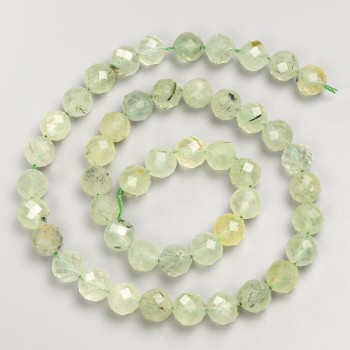 Prehnite Beads Faceted Round 8mm ± Bead on Thread, Length 38cm ±