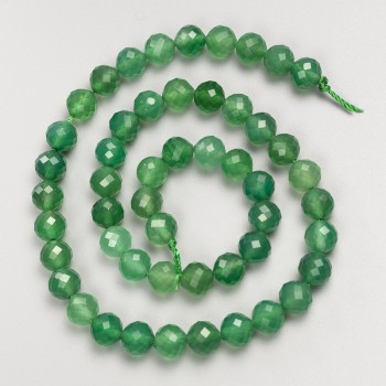 Natural Stone Beads Chrysoprase Faceted Round on Thread, diameter 8mm±, length 39cm±