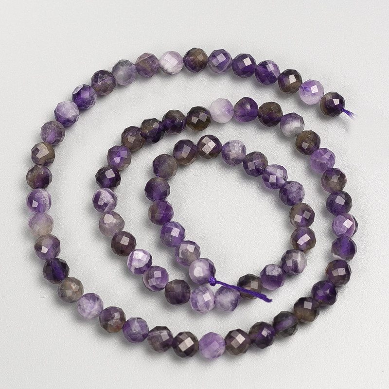 Natural Amethyst Beads Crystal Ball Beads on Thread, diameter 5.5 mm ±, length 40 cm ±