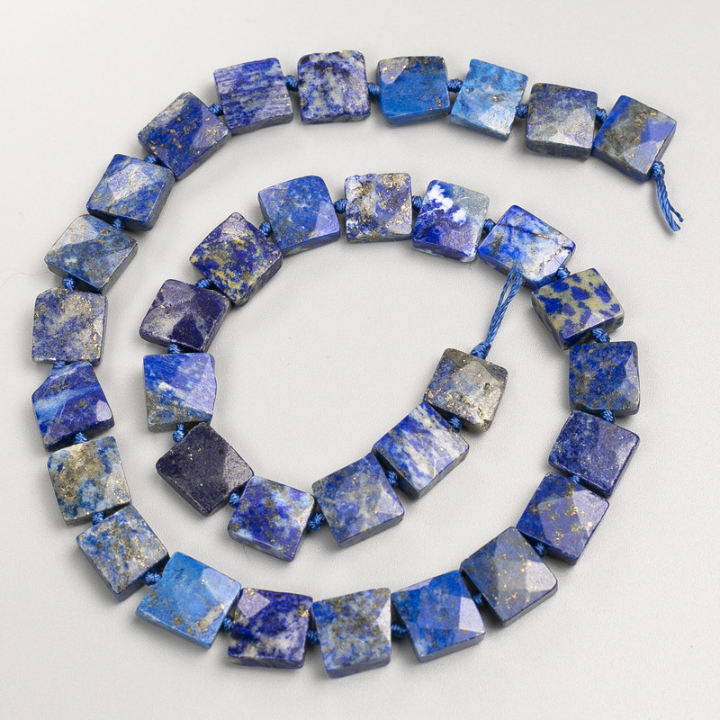 Lapis Lazuli Beads Flat Faceted Square, 9.5x9.5mm diameter, about 40 cm length
