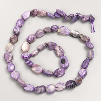 Charoite Beads on Thread, Faceted Natural Stone, 8x10mm, 40cm Length