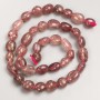 Beads of natural stone Strawberry Quartz faceted on thread, 8x11mm diameter, 40cm length