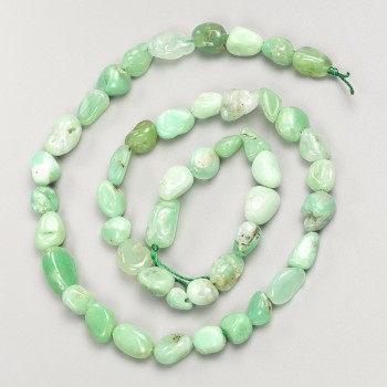 Larimar Beads Green, Brushed Finish on Thread, 7x8 mm, length 40 cm