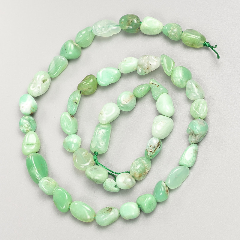 Larimar Beads Green, Brushed Finish on Thread, 7x8 mm, length 40 cm