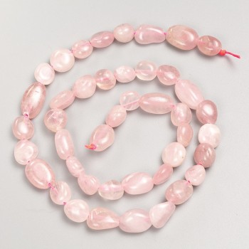 Natural Stone Beads Pink Quartz faceted on thread, diameter 10×12mm±, length 40cm±
