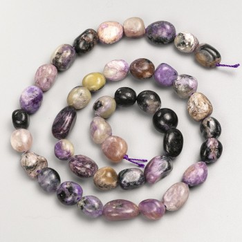 Charoite Beads on Thread, Round Beads 10x12mm ±, Length 42cm ±