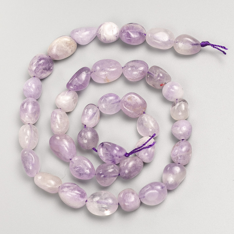 Natural Amethyst Beads on Thread, faceted, 9–10 mm diameter, 39 cm length