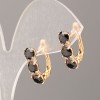 Xuping Earrings with Black Stone and White Rhinestones, 17x5 mm, 18K Gold Plating