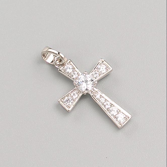 Cross Pendant Xuping Rhodium-plated with White Stone 22×14 mm+